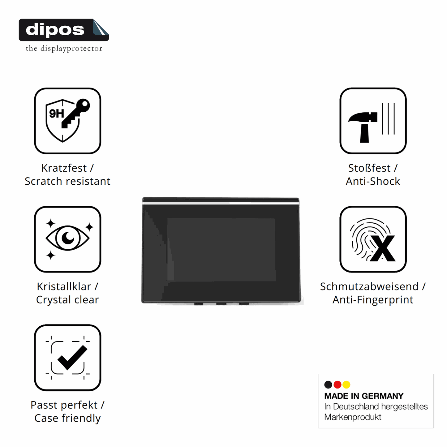 Displayschutz hergestellt in Deutschland, höchste Qualität made in Germany