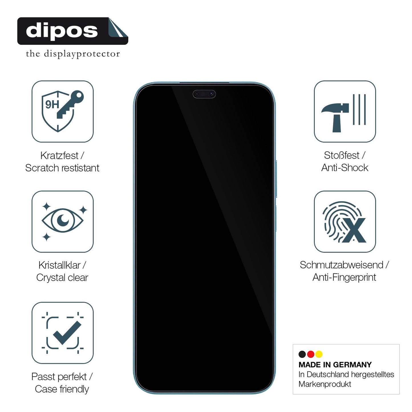 Displayschutz hergestellt in Deutschland, höchste Qualität made in Germany