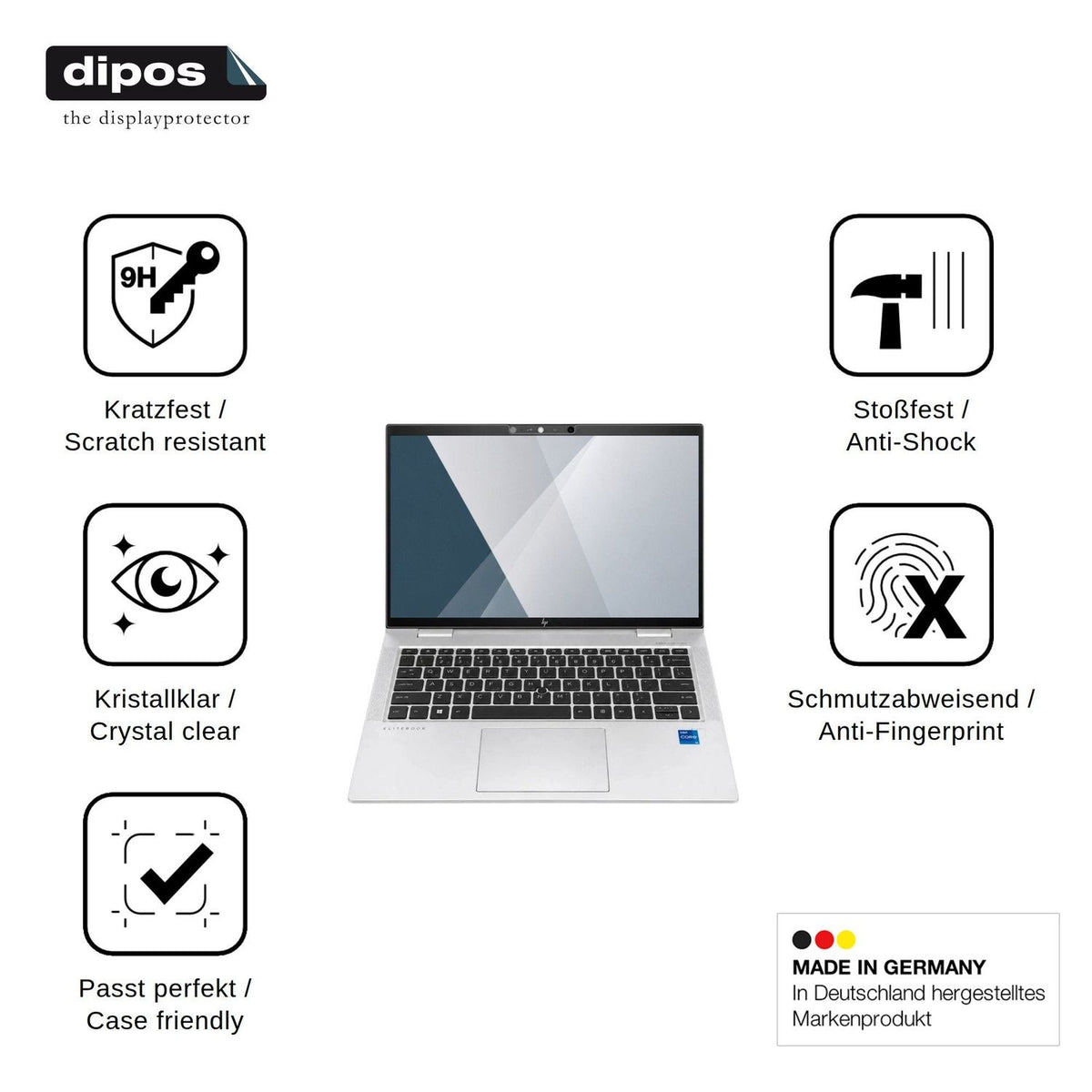 2x 9H Schutzfolie für HP EliteBook x360 1030 G8 13.3 Panzerfolie