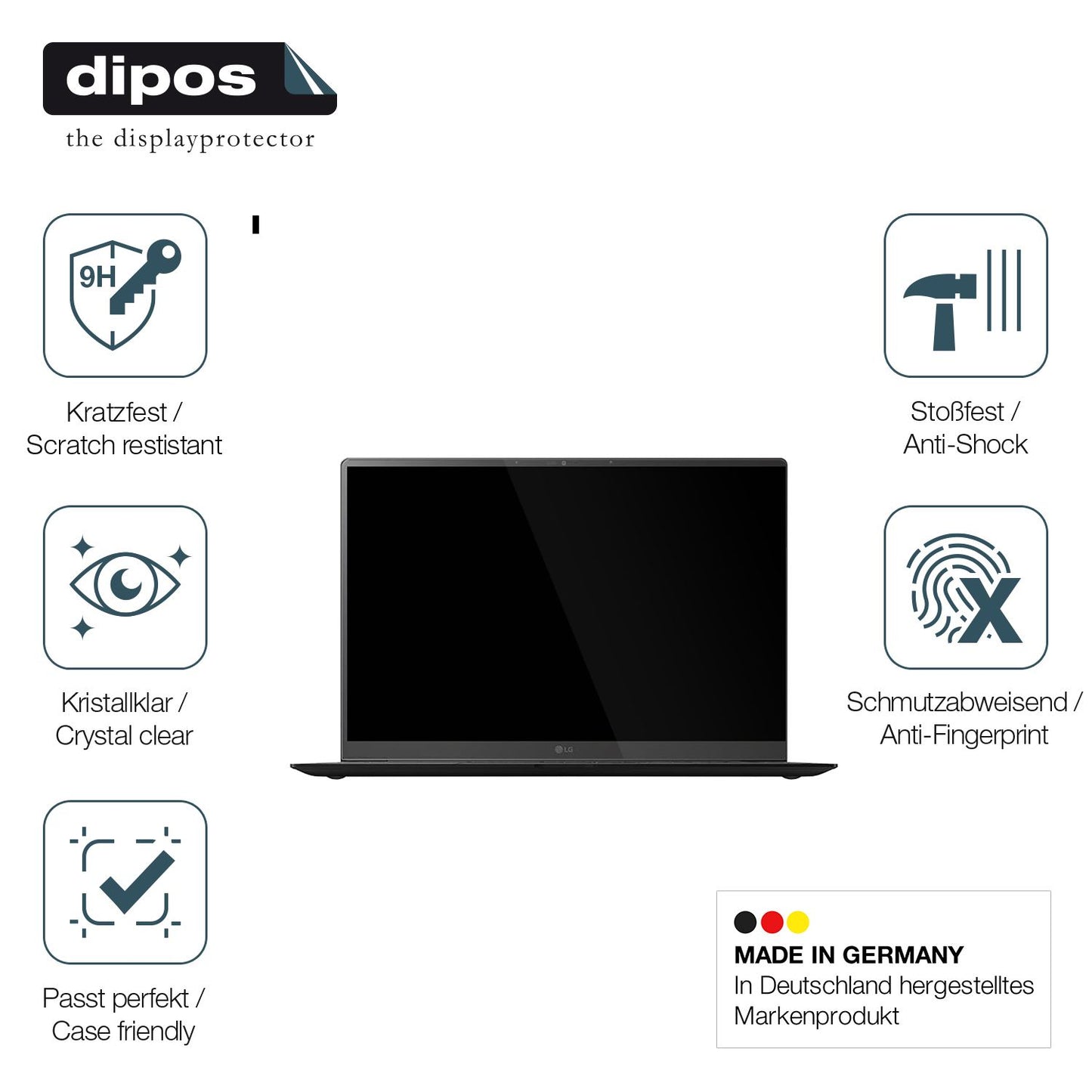 Displayschutz hergestellt in Deutschland, höchste Qualität made in Germany
