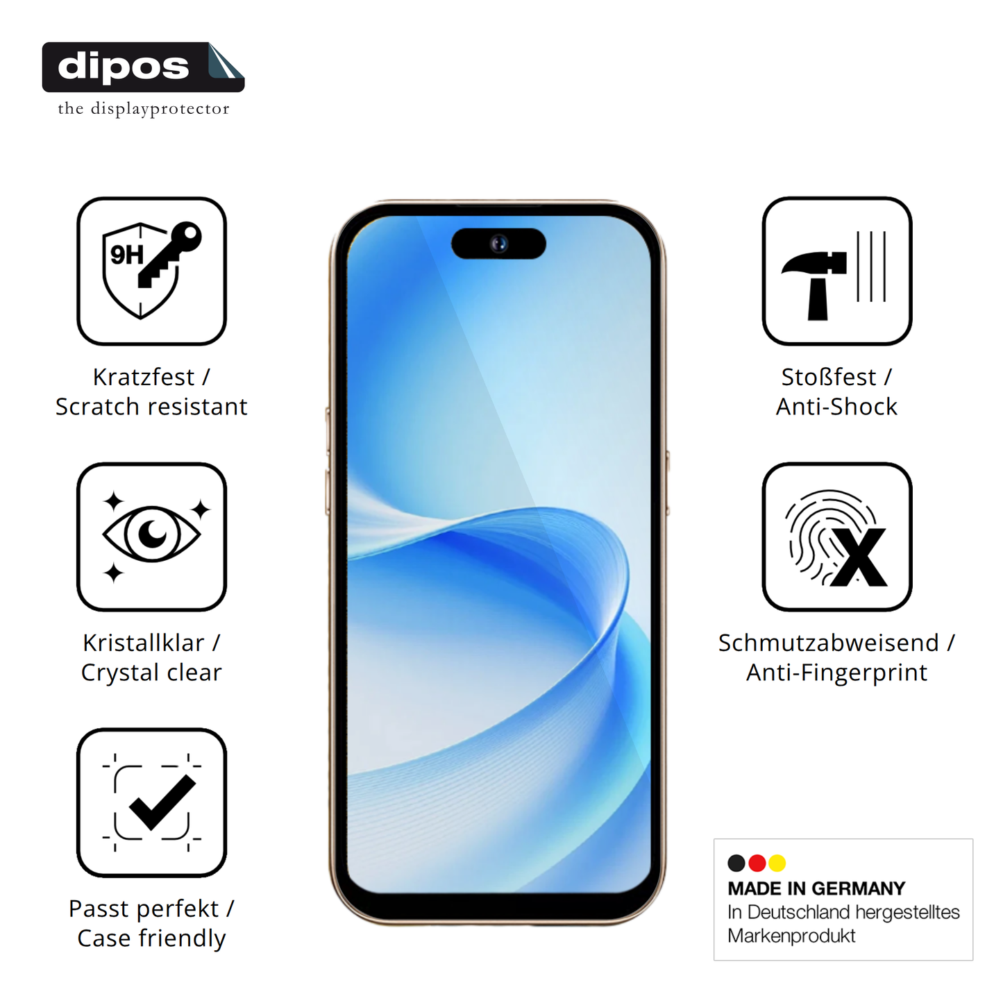Displayschutz hergestellt in Deutschland, höchste Qualität made in Germany