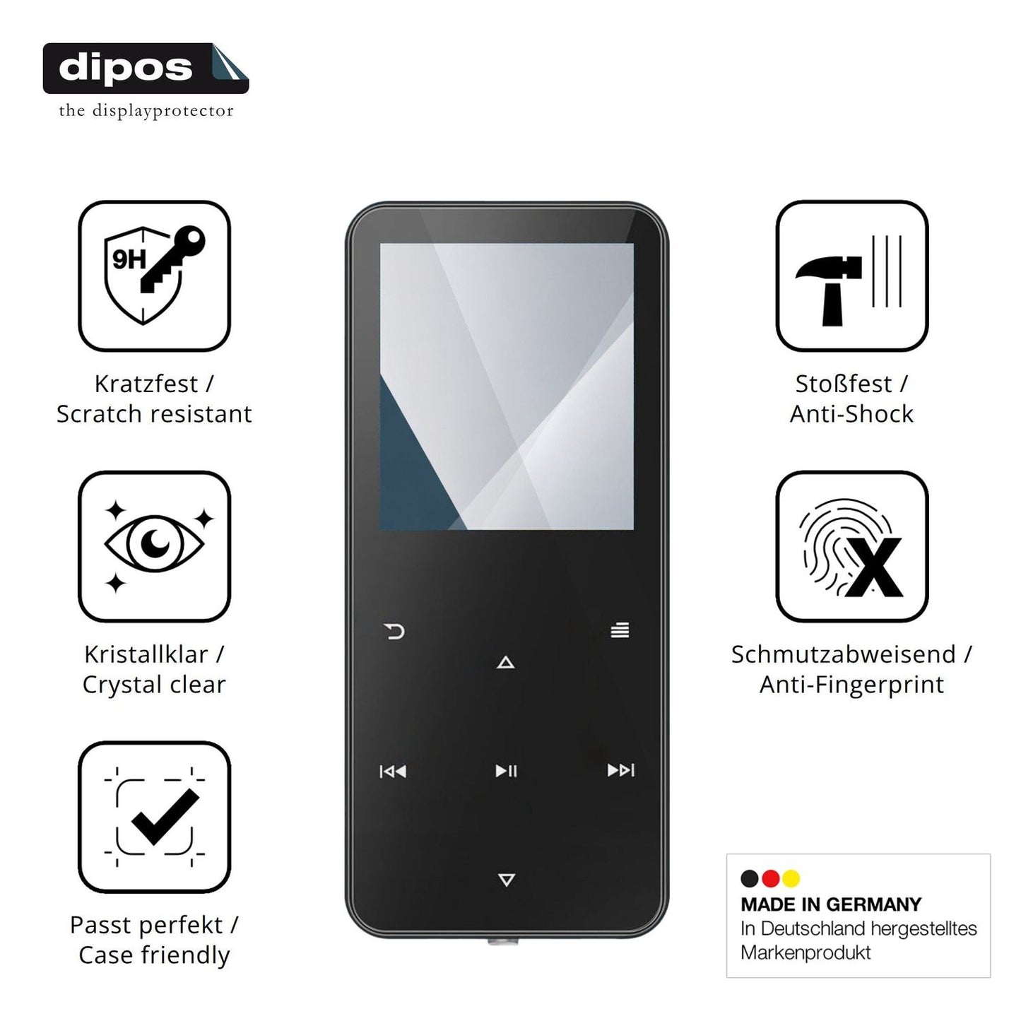 Klare Displayschutzfolie von dipos passend für Skibiles M15, 9H kratzfest und blasenfrei montiert