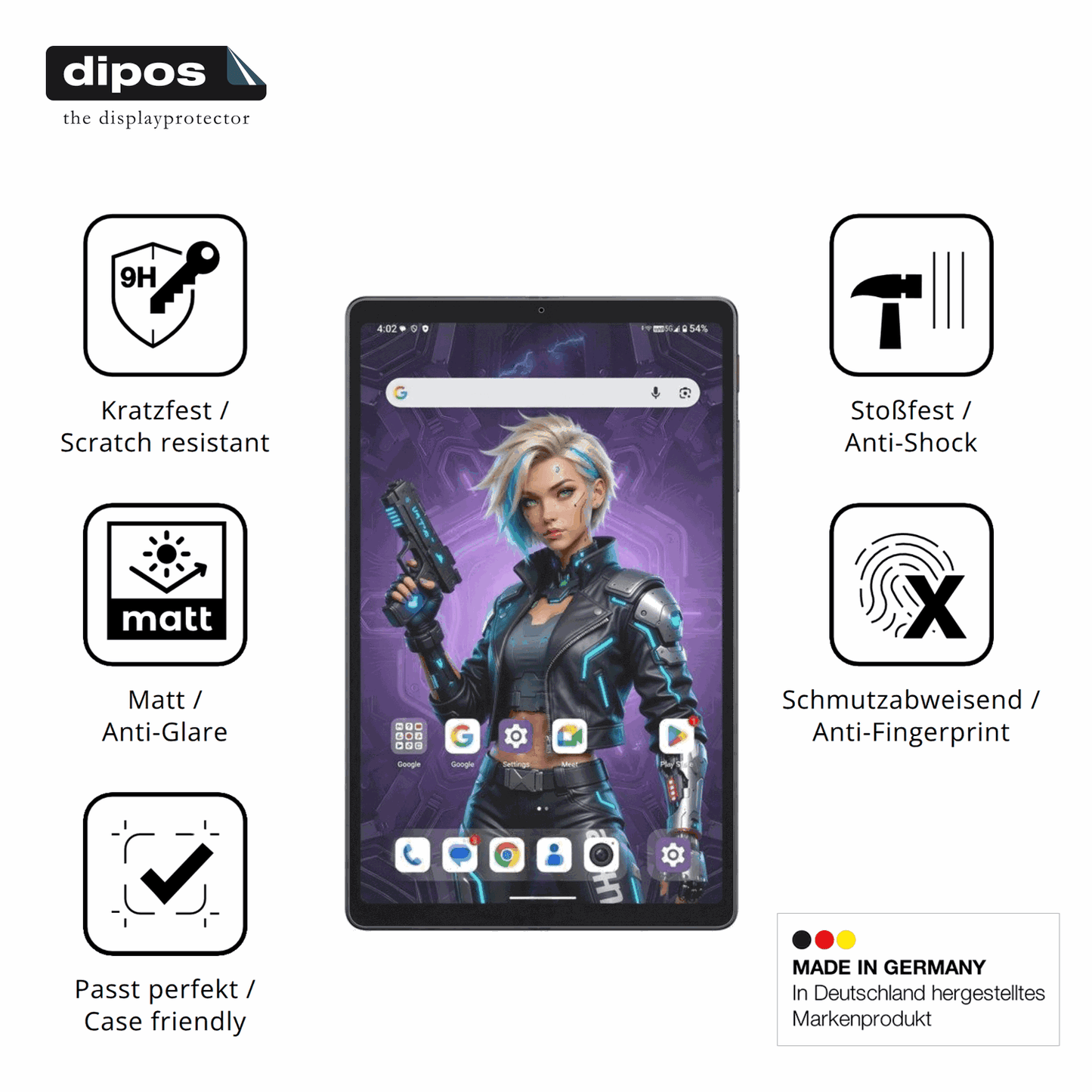 Displayschutz hergestellt in Deutschland, höchste Qualität made in Germany