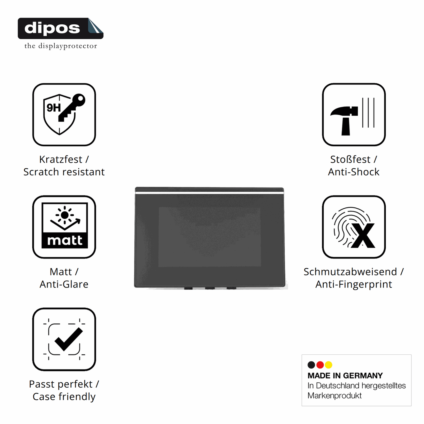 Displayschutz hergestellt in Deutschland, höchste Qualität made in Germany