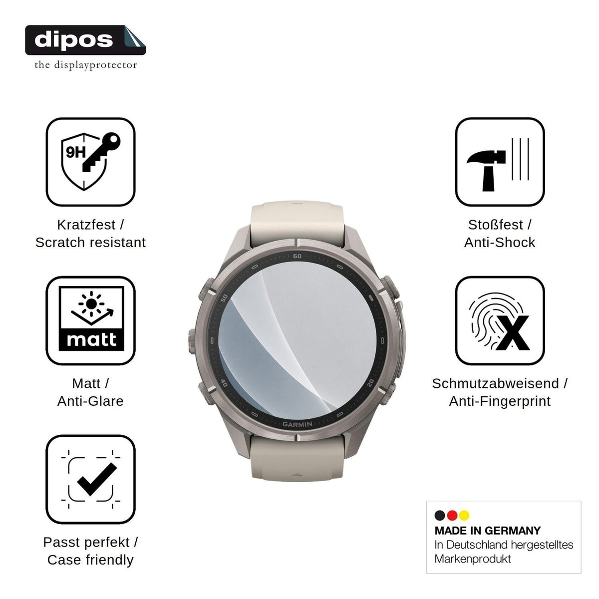 2x 9H Schutzfolie matt für Garmin Fenix 9 Pro Panzerfolie