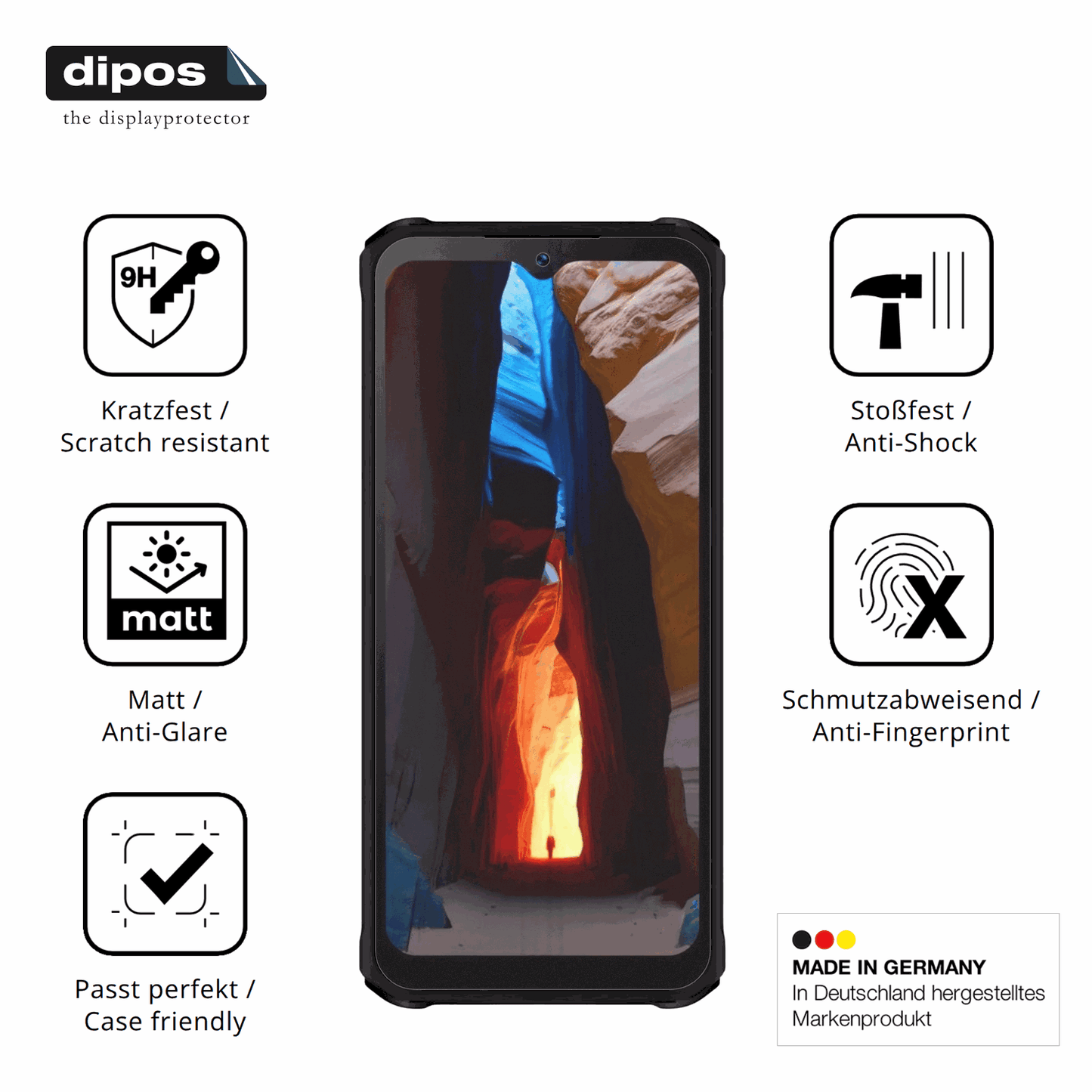 Displayschutz hergestellt in Deutschland, höchste Qualität made in Germany