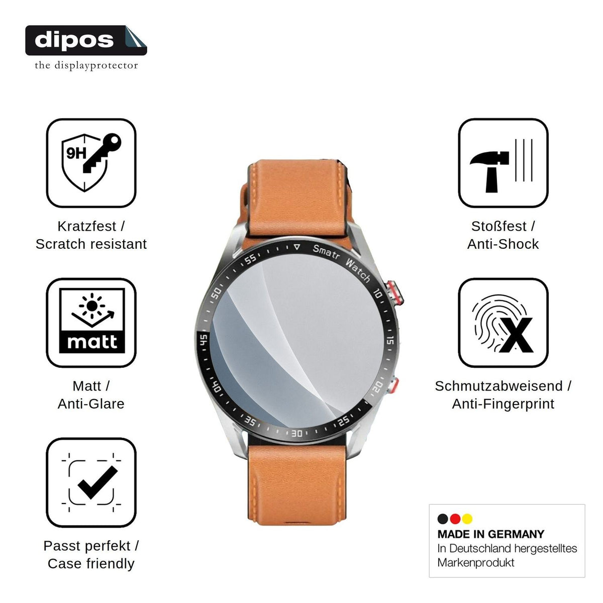 2x 9H Schutzfolie matt für YEMASTER Smartwatch 1.28 Panzerfolie