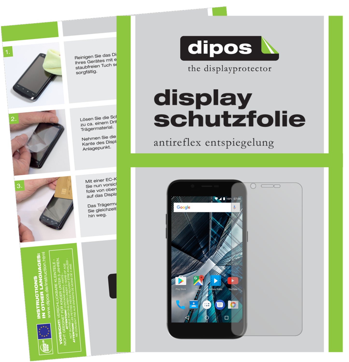 Mattes Panzerglas: Entspiegelte, dünne Folie, Fingerabdruckresistenz und Bildschirmschutz für Archos-55 Graphite