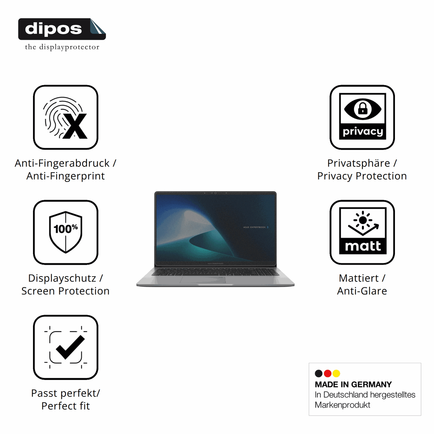 Displayschutz hergestellt in Deutschland, höchste Qualität made in Germany