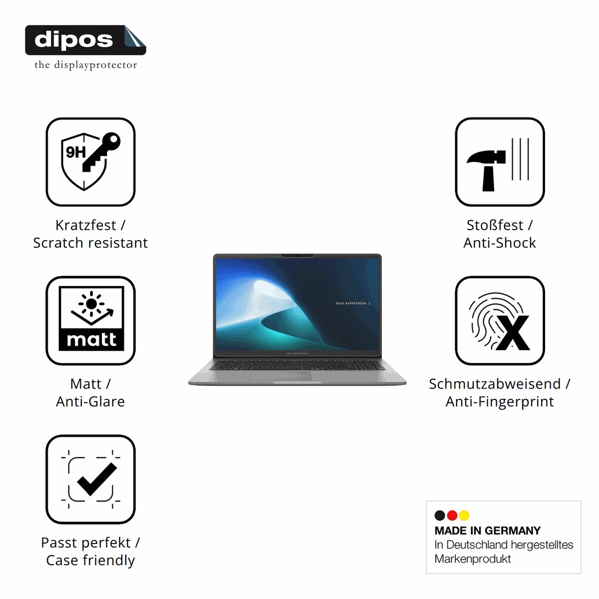 Displayschutz hergestellt in Deutschland, höchste Qualität made in Germany