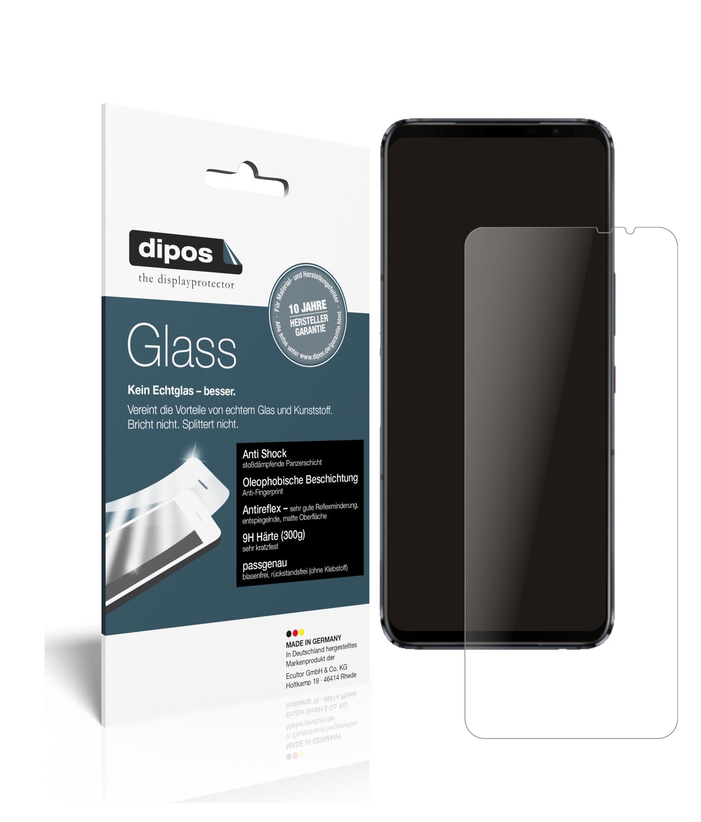 Matte Displayschutzfolie von dipos passend für Asus ROG Phone 5s, 9H kratzfest und blasenfrei montiert
