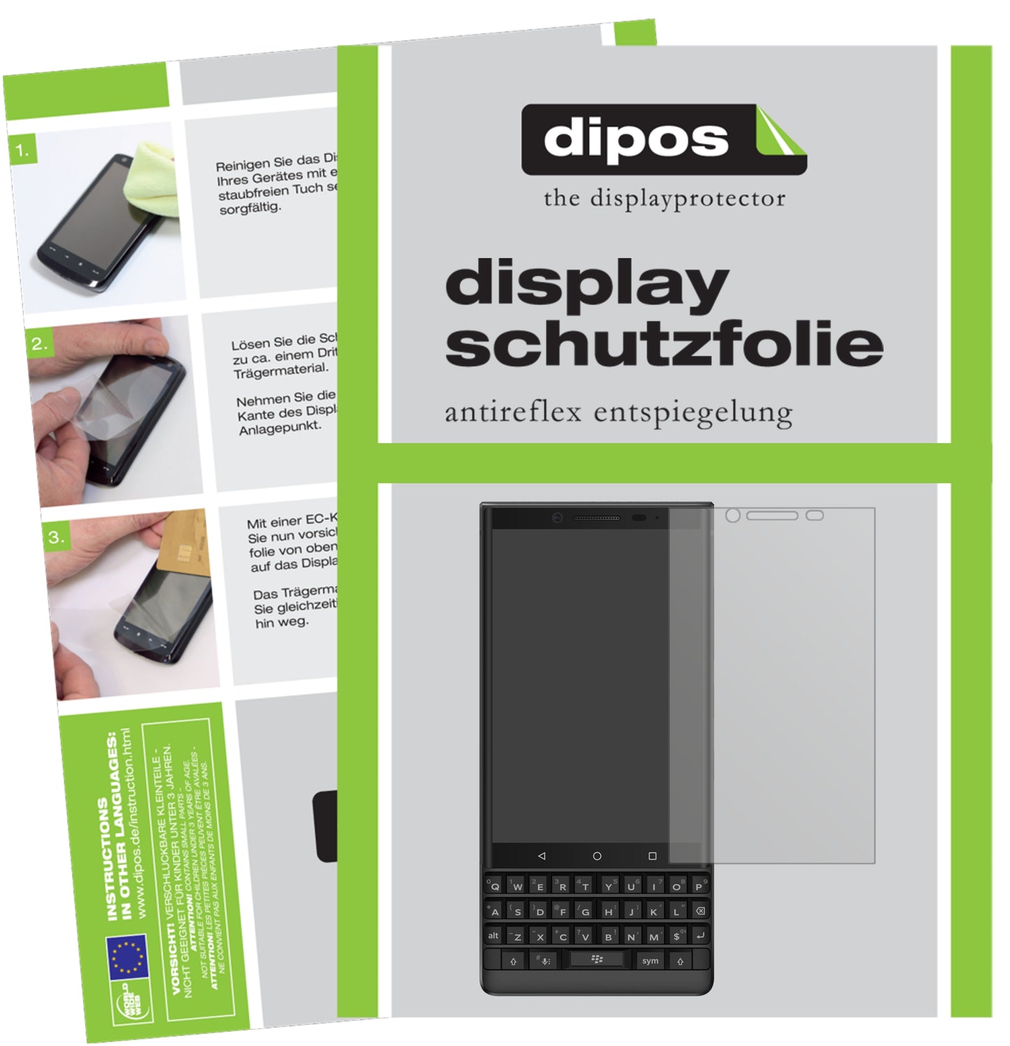 Mattes Panzerglas: Entspiegelte, dünne Folie, Fingerabdruckresistenz und Bildschirmschutz für BlackBerry-Key 2
