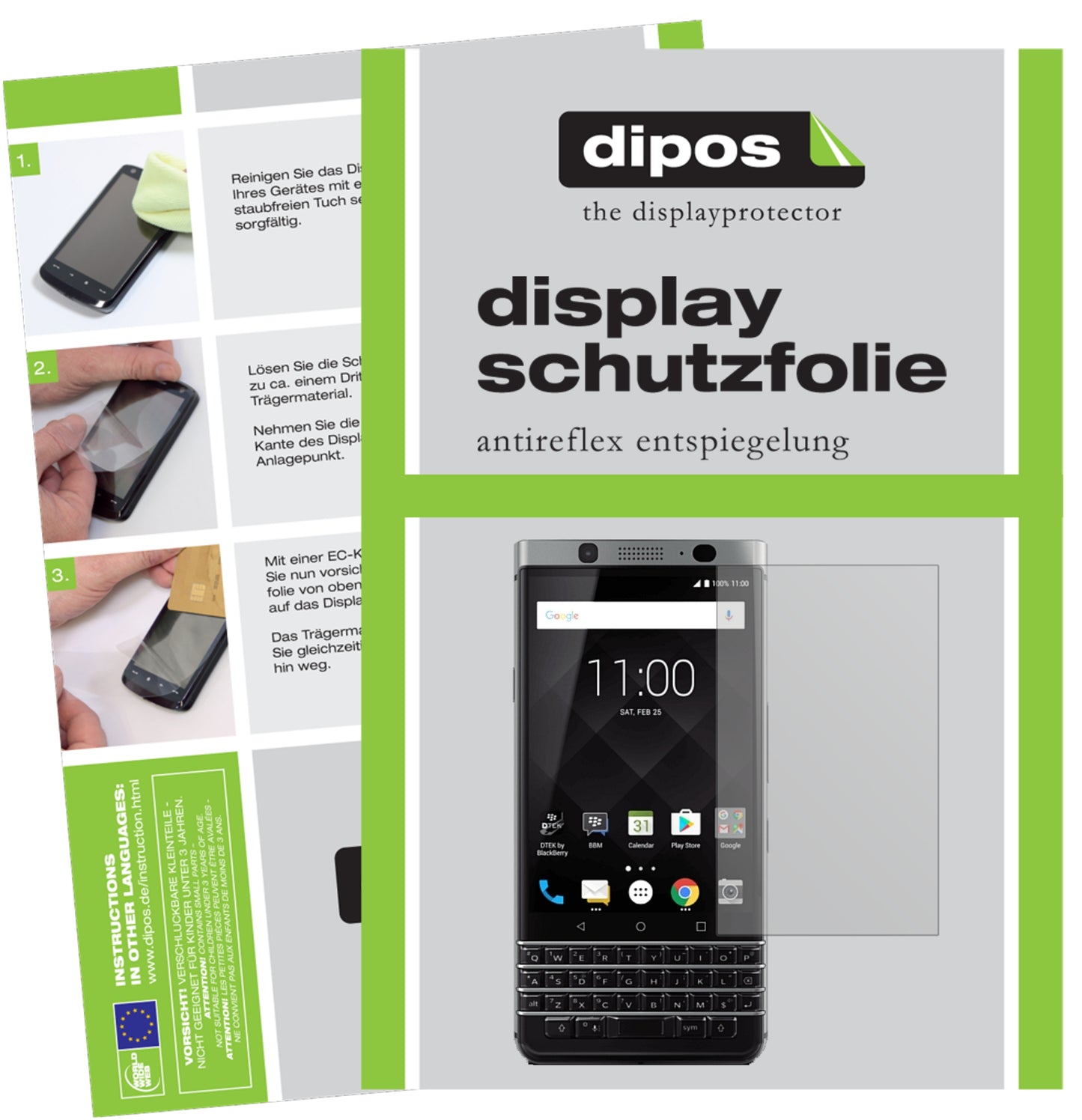 Mattes Panzerglas: Entspiegelte, dünne Folie, Fingerabdruckresistenz und Bildschirmschutz für BlackBerry-KeyOne