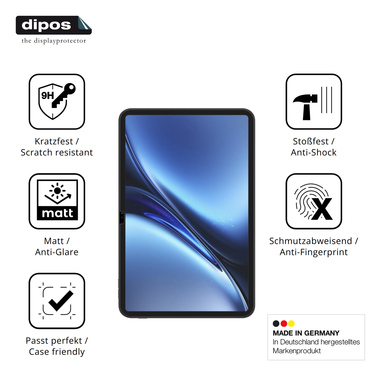 Displayschutz hergestellt in Deutschland, höchste Qualität made in Germany