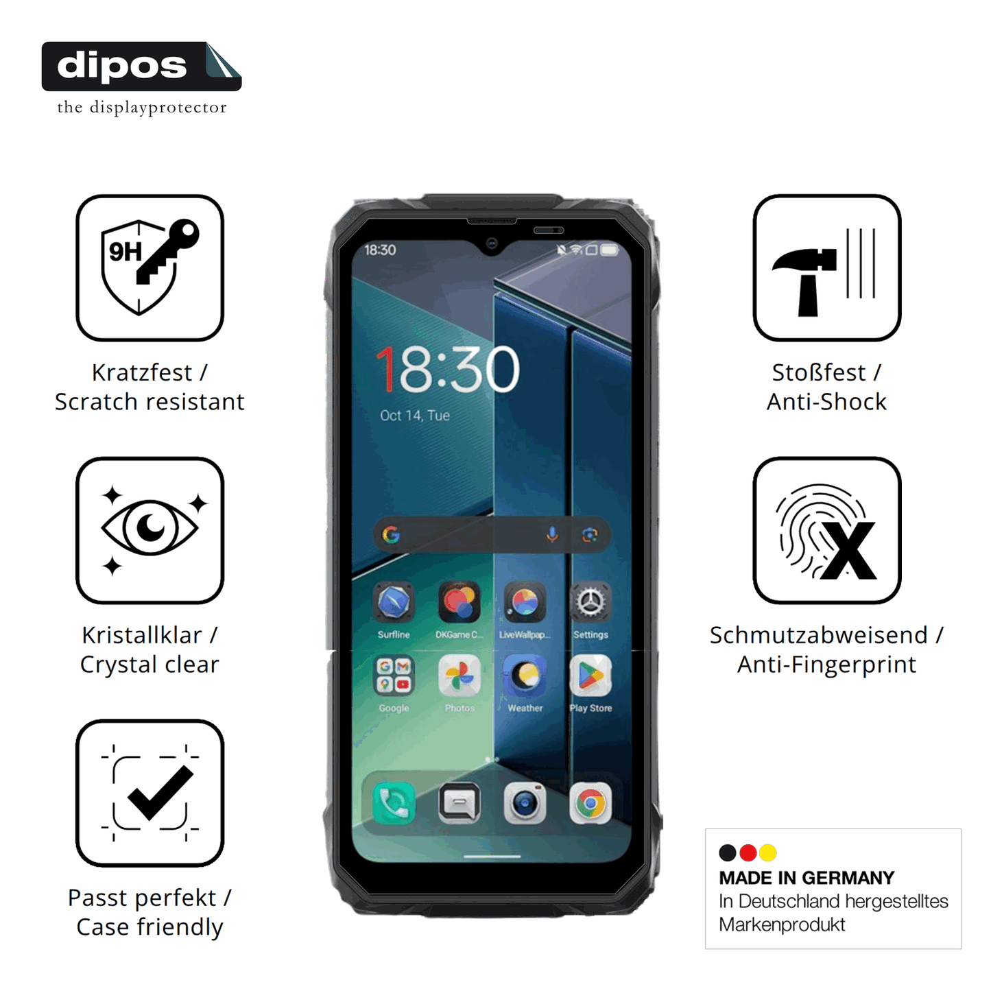 Displayschutz hergestellt in Deutschland, höchste Qualität made in Germany