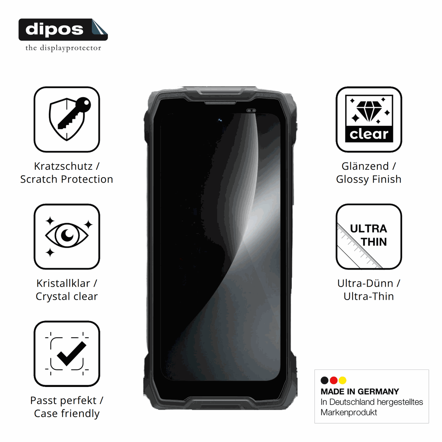 Displayschutz hergestellt in Deutschland, höchste Qualität made in Germany