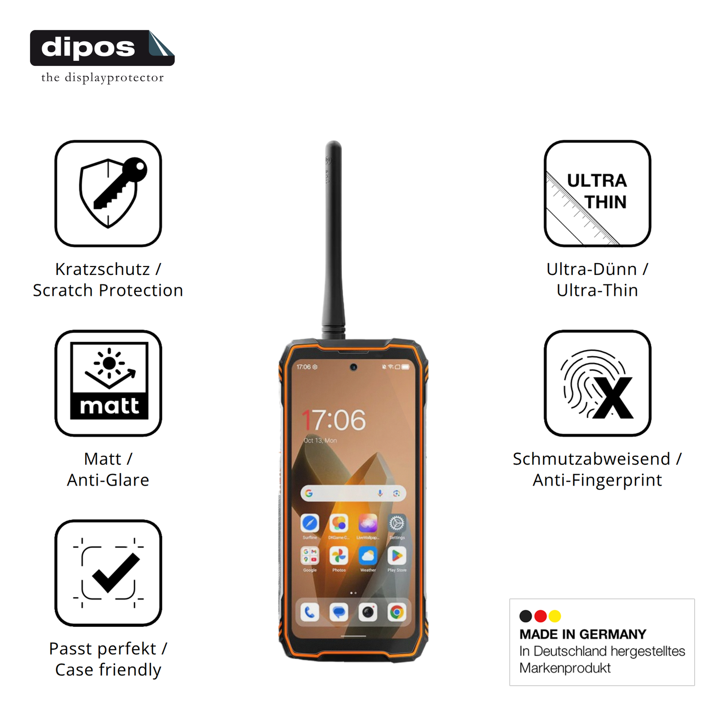 Displayschutz hergestellt in Deutschland, höchste Qualität made in Germany