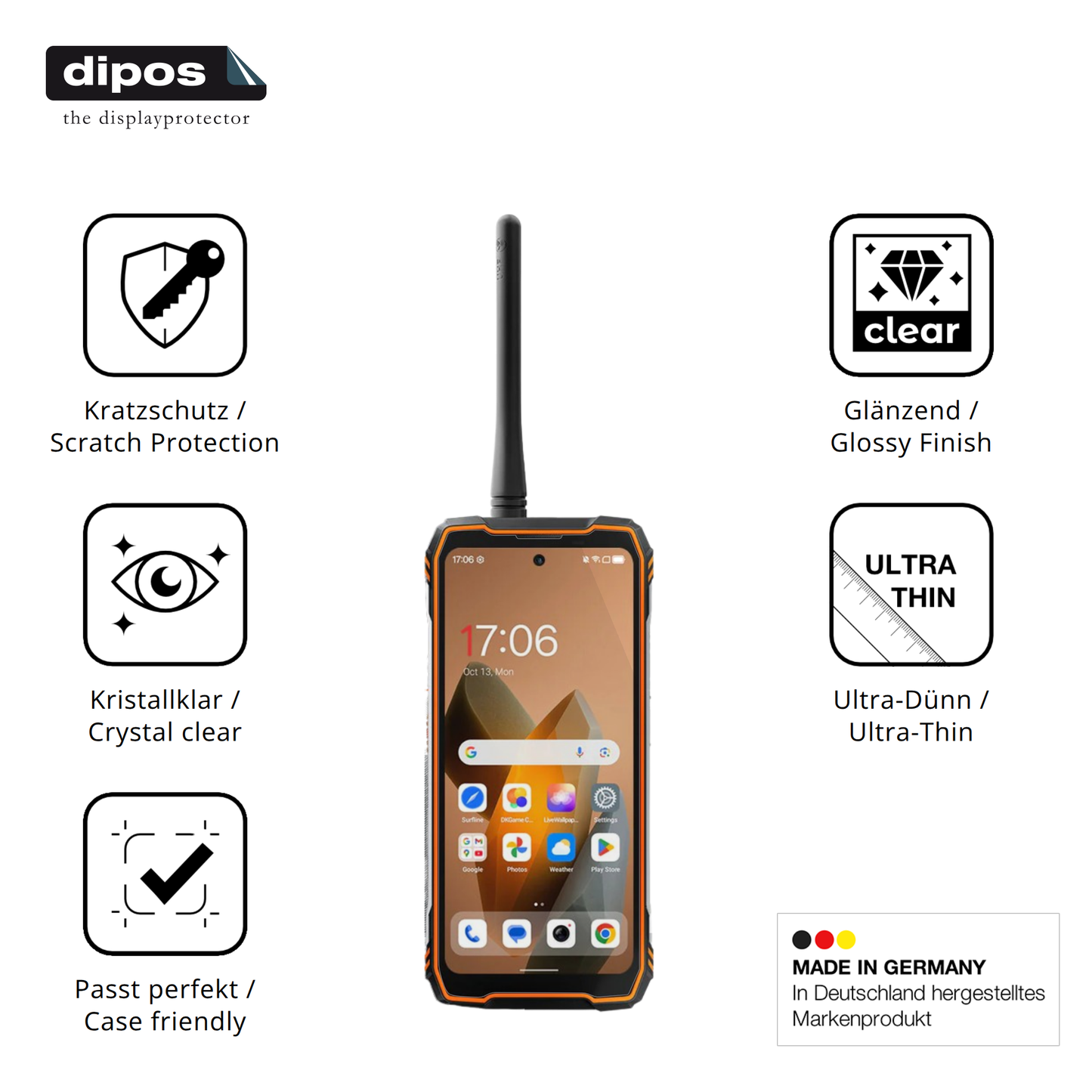 Displayschutz hergestellt in Deutschland, höchste Qualität made in Germany