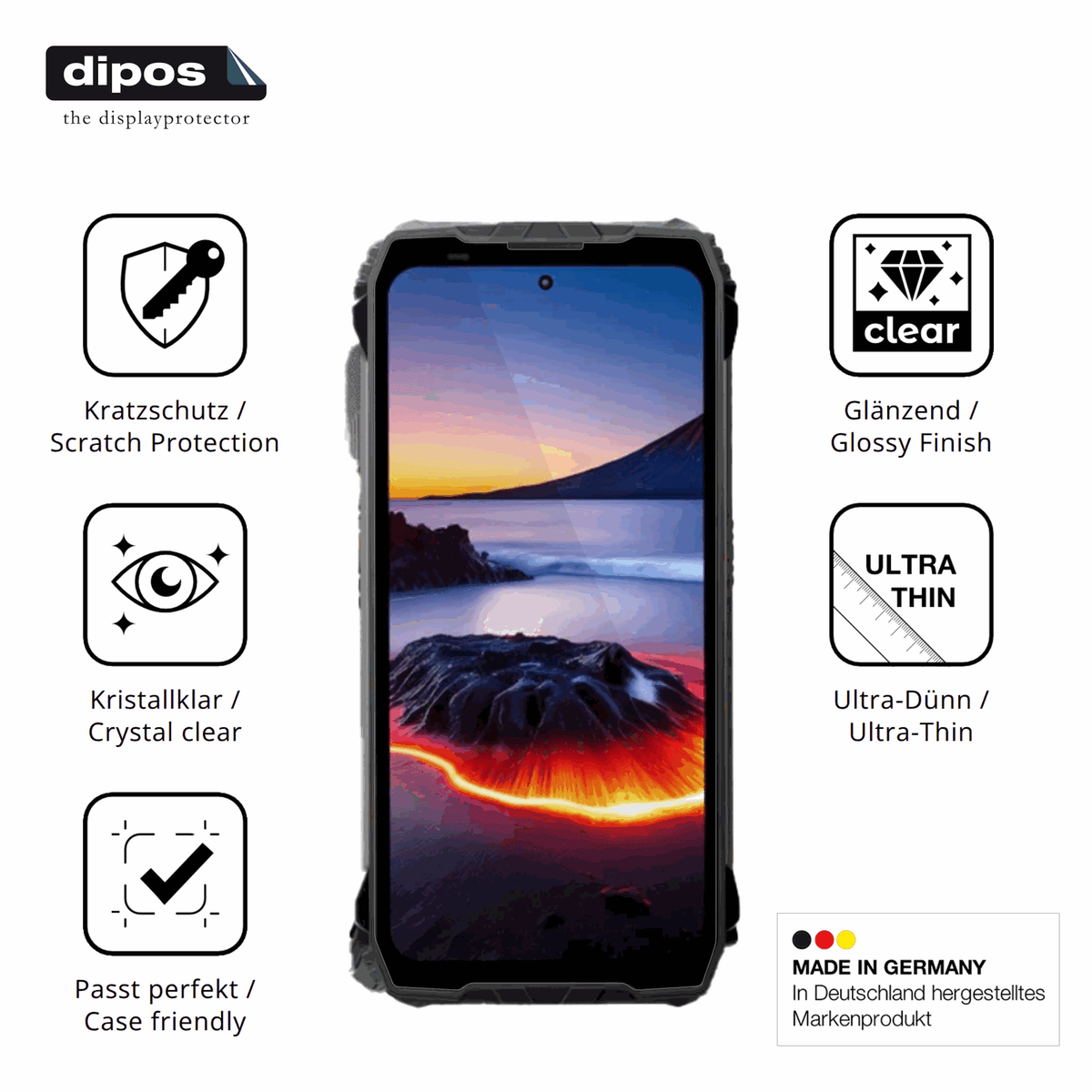 Displayschutz hergestellt in Deutschland, höchste Qualität made in Germany