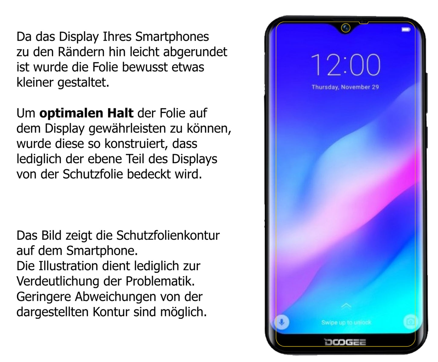 Privatsphäre-Schutz durch Sichtschutz-Folie passend zugeschnitten für Archos Oxygen 57