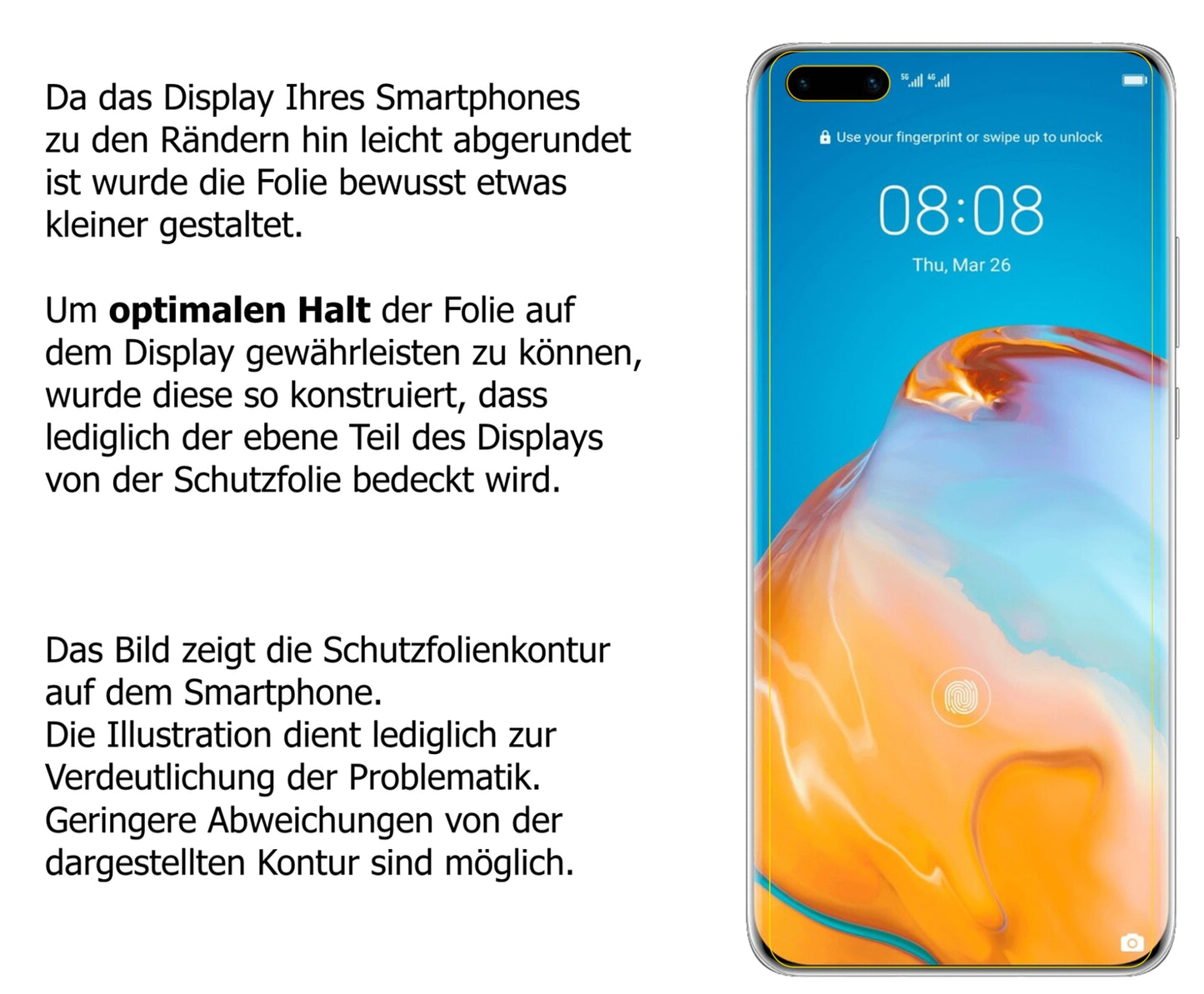 Privatsphäre-Schutz durch Sichtschutz-Folie passend zugeschnitten für Huawei P40 Pro Plus