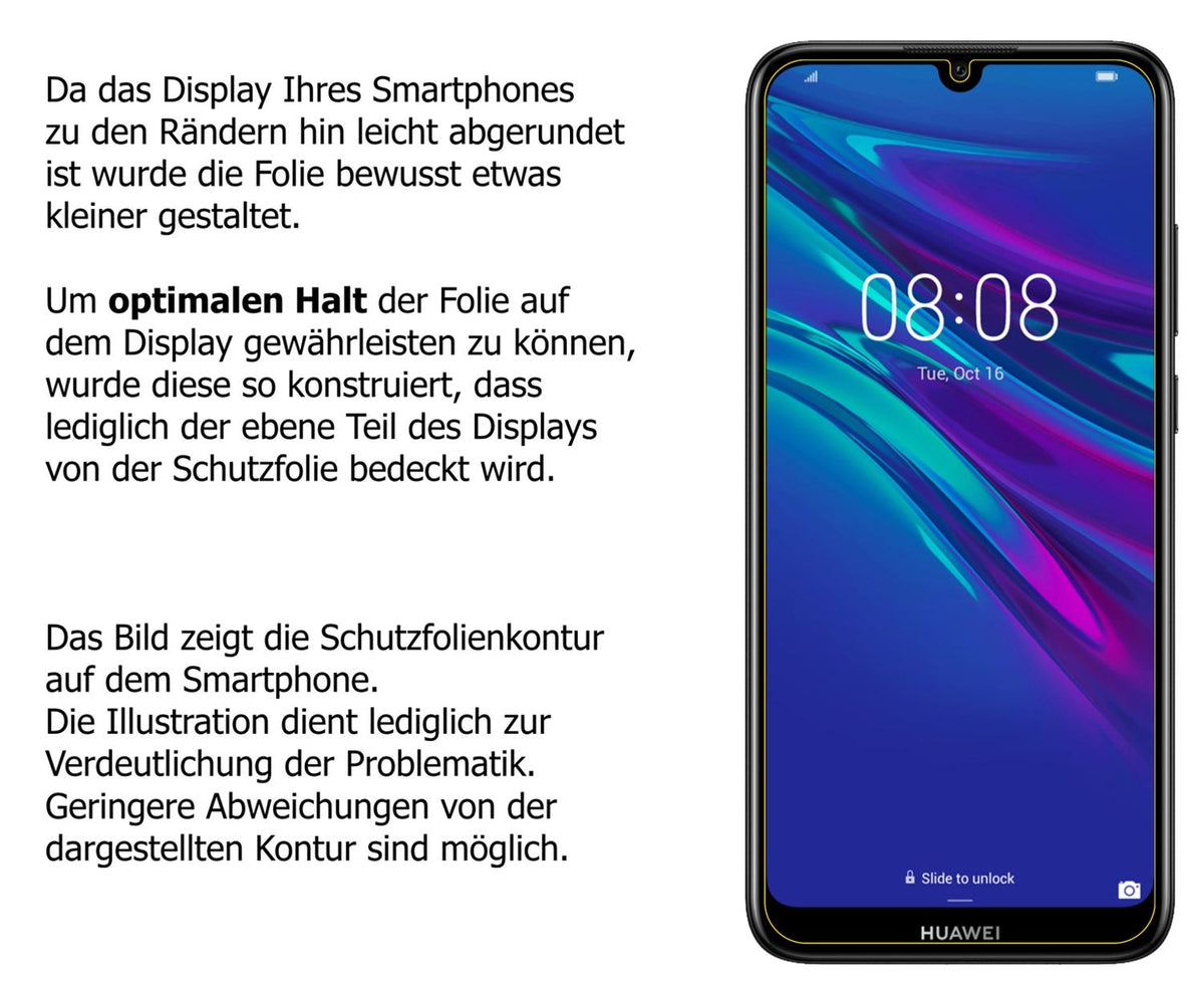Privatsphäre-Schutz durch Sichtschutz-Folie passend zugeschnitten für Huawei Y6 Pro (2019)