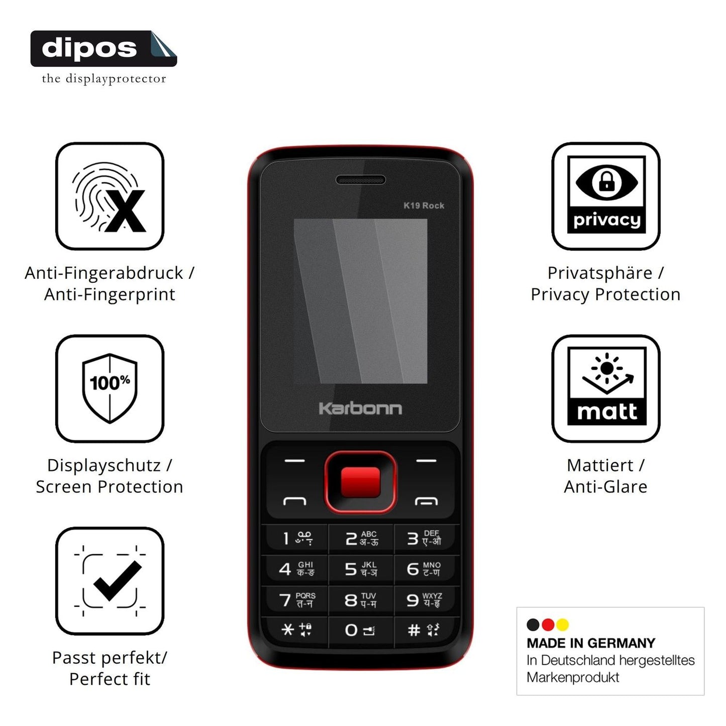Privatsphäre-Schutz durch Sichtschutz-Folie passend zugeschnitten für Karbonn K19 Rock
