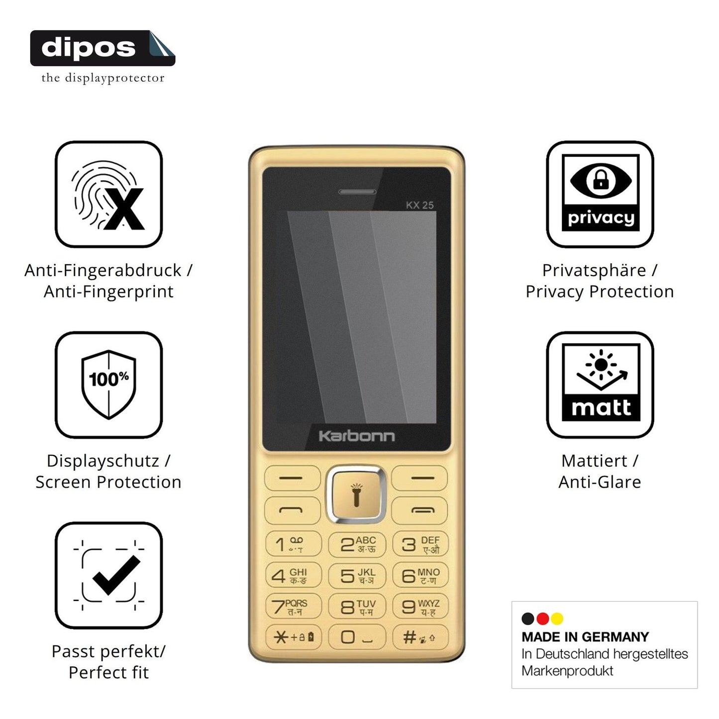 Privatsphäre-Schutz durch Sichtschutz-Folie passend zugeschnitten für Karbonn KX25