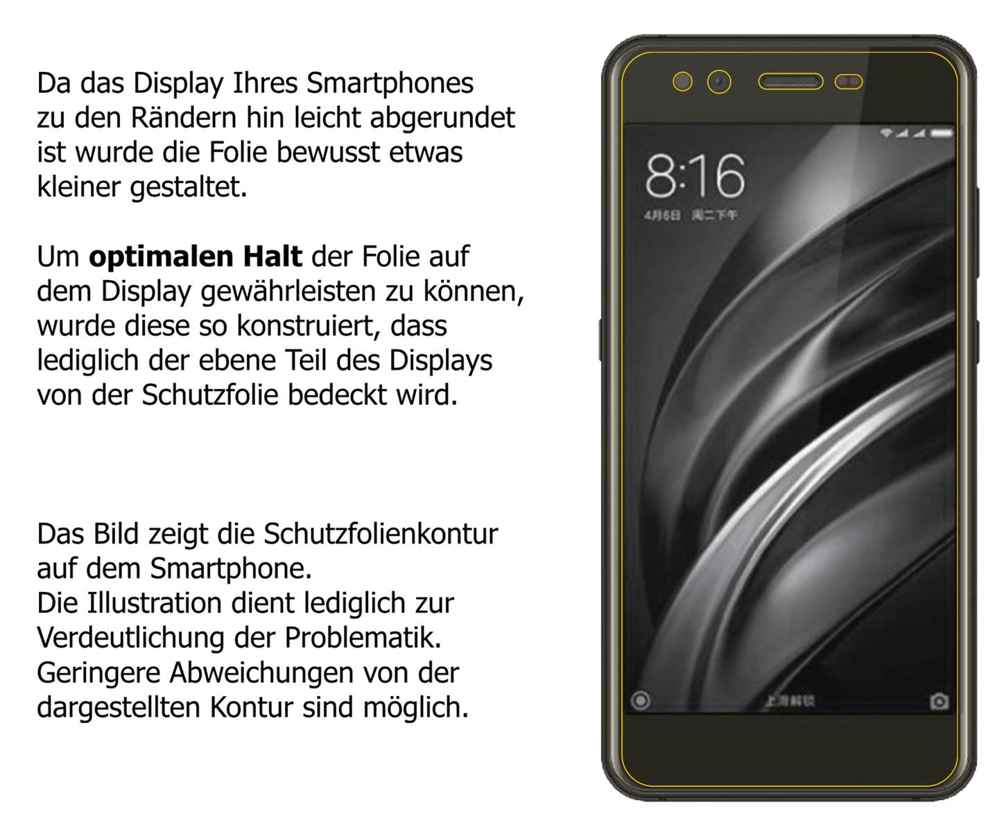 Schutzfolie mit optimaler Passform, zur Verwendung mit Hüllen geeignet