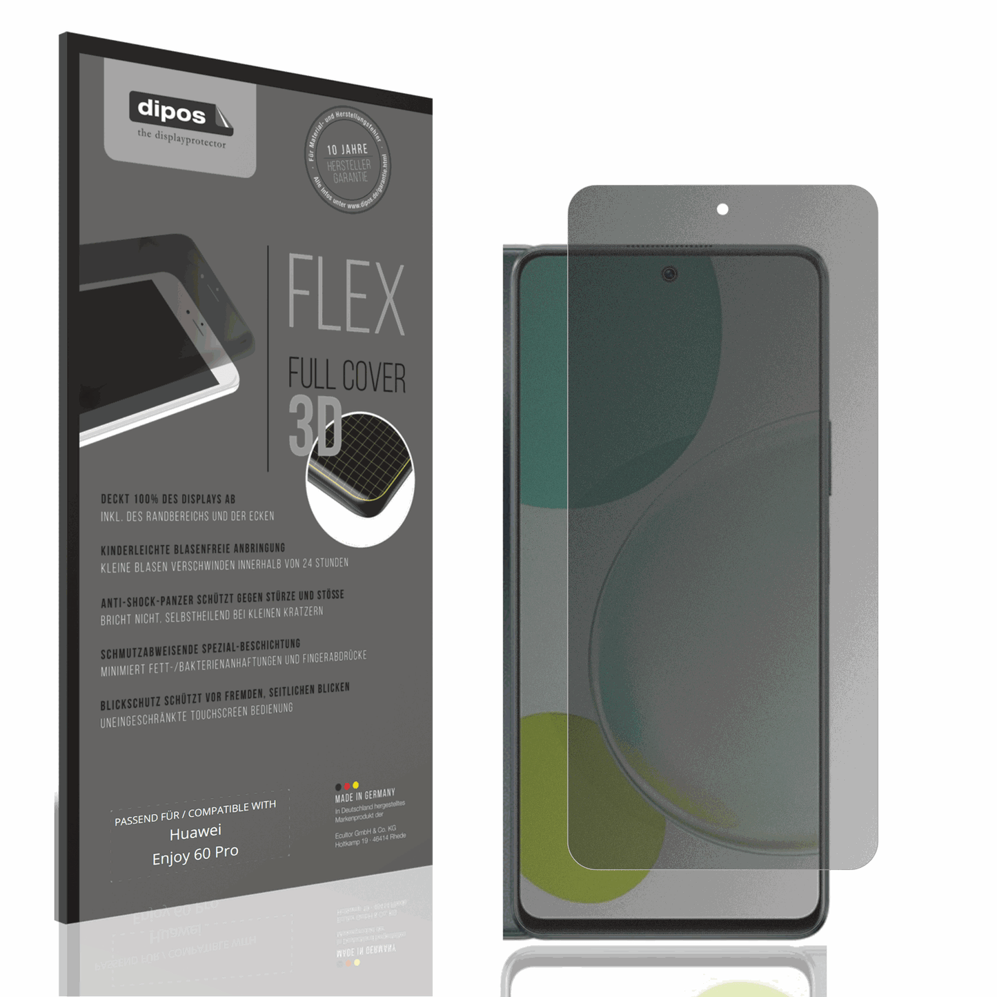 Blickschutzfolie von dipos passend für Huawei Enjoy 60 Pro, 100% Displayabdeckung und blasenfreie Montage