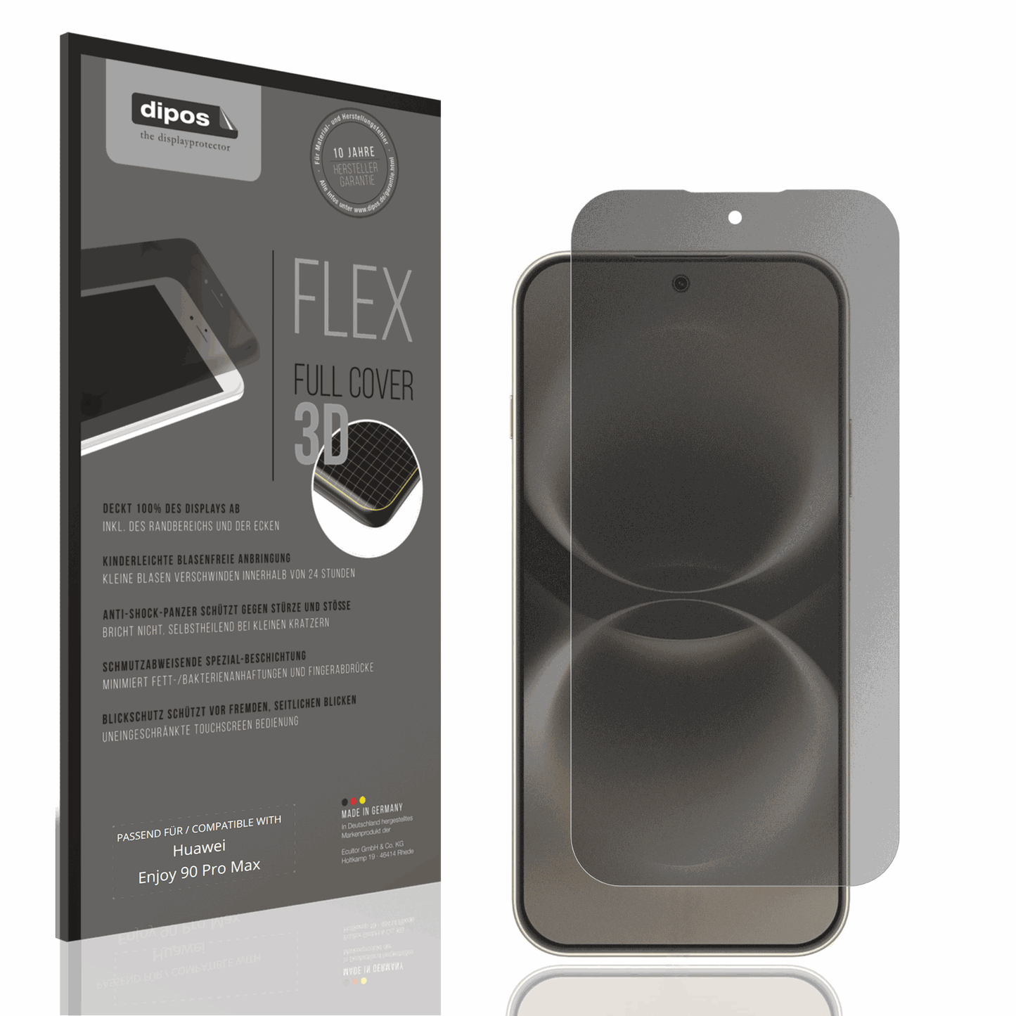 Blickschutzfolie von dipos passend für Huawei Enjoy 90 Pro Max, 100% Displayabdeckung und blasenfreie Montage