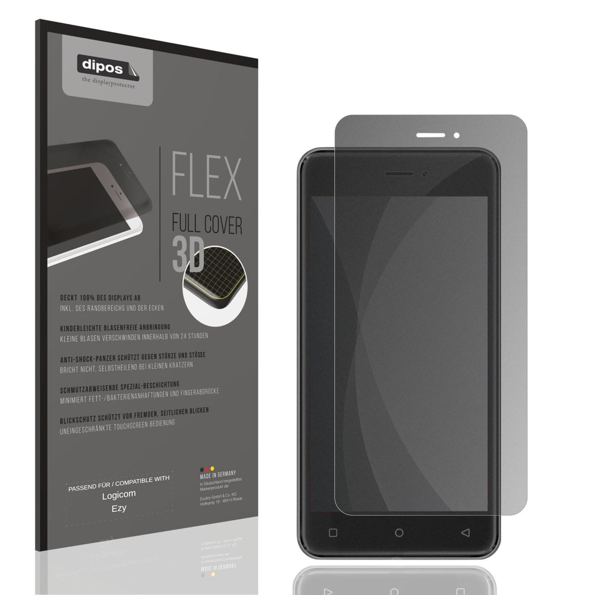 Blickschutzfolie von dipos passend für Logicom Ezy, 100% Displayabdeckung und blasenfreie Montage