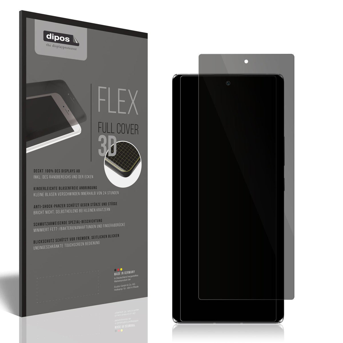 Blickschutzfolie von dipos passend für ZTE Axon 30 Ultra, 100% Displayabdeckung und blasenfreie Montage