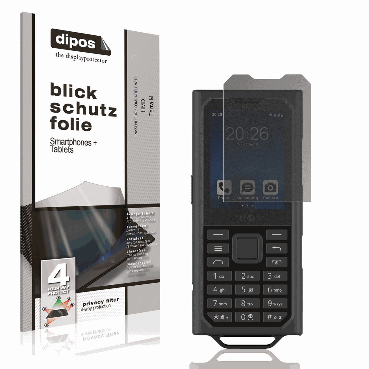 Blickschutzfolie von dipos passend für HMD Terra M, präziser Zuschnitt und blasenfrei montiert
