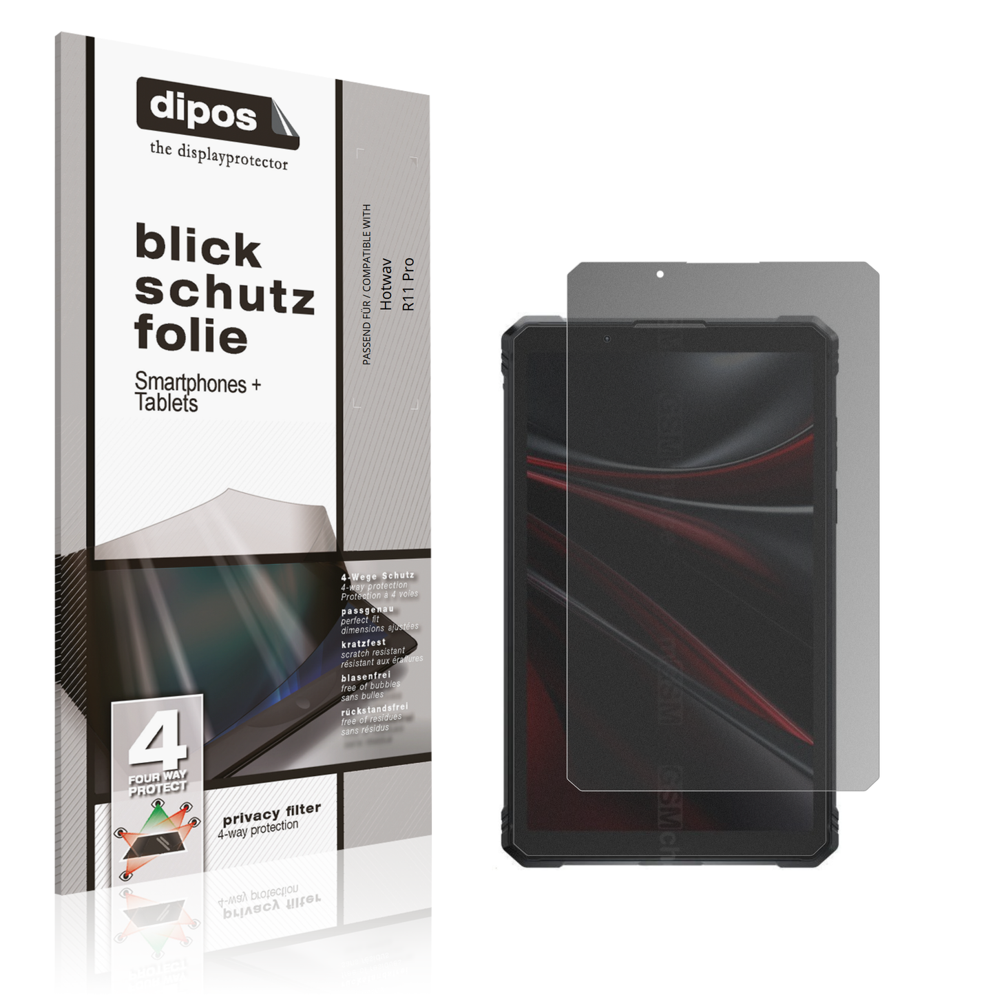 Blickschutzfolie von dipos passend für Hotwav R11 Pro, präziser Zuschnitt und blasenfrei montiert