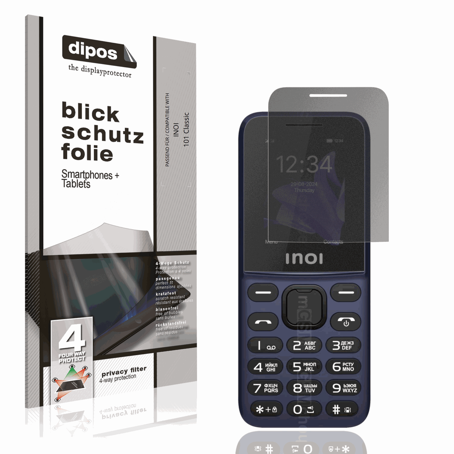 Blickschutzfolie von dipos passend für INOI 101 Classic, präziser Zuschnitt und blasenfrei montiert