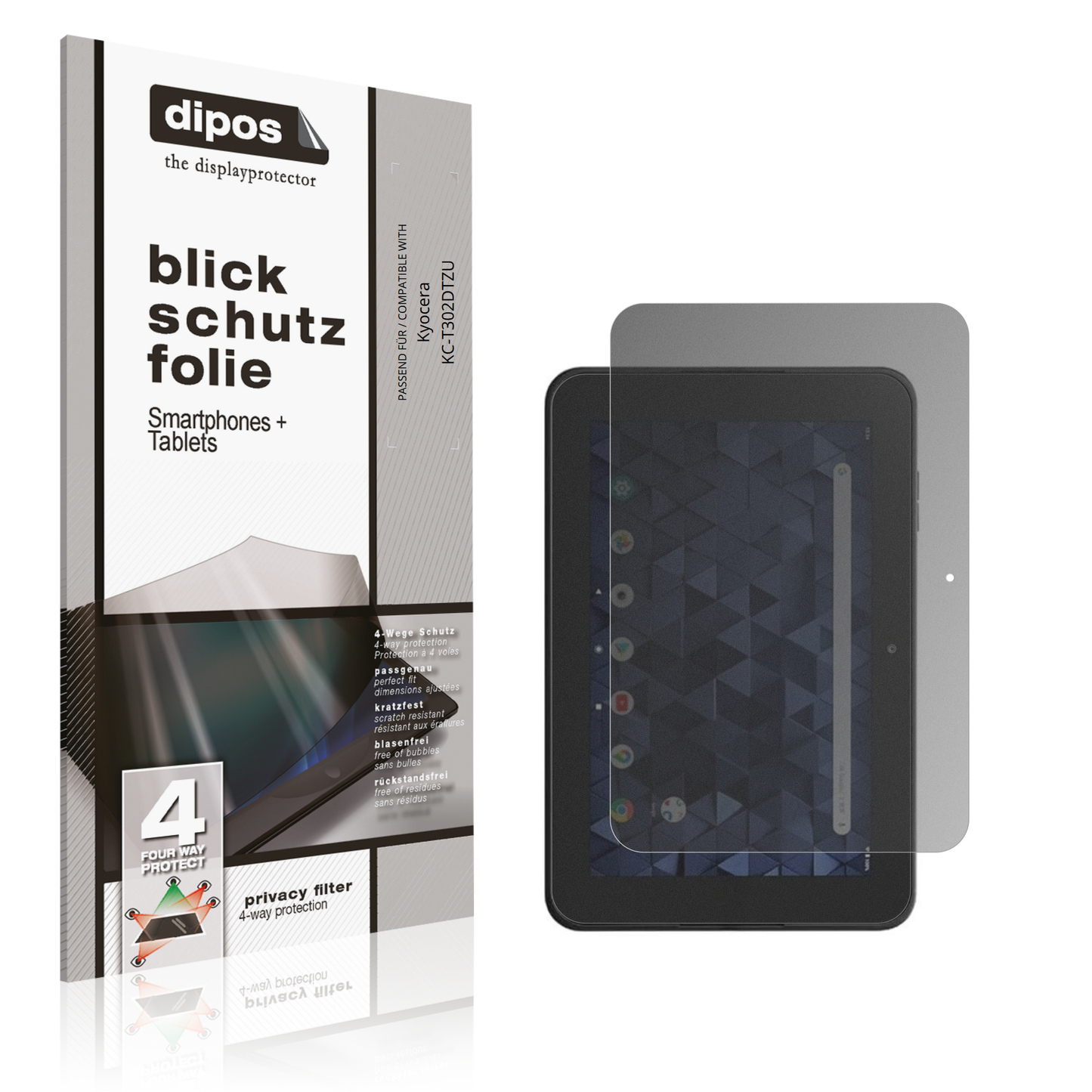 Blickschutzfolie von dipos passend für Kyocera KC-T302DTZU, präziser Zuschnitt und blasenfrei montiert