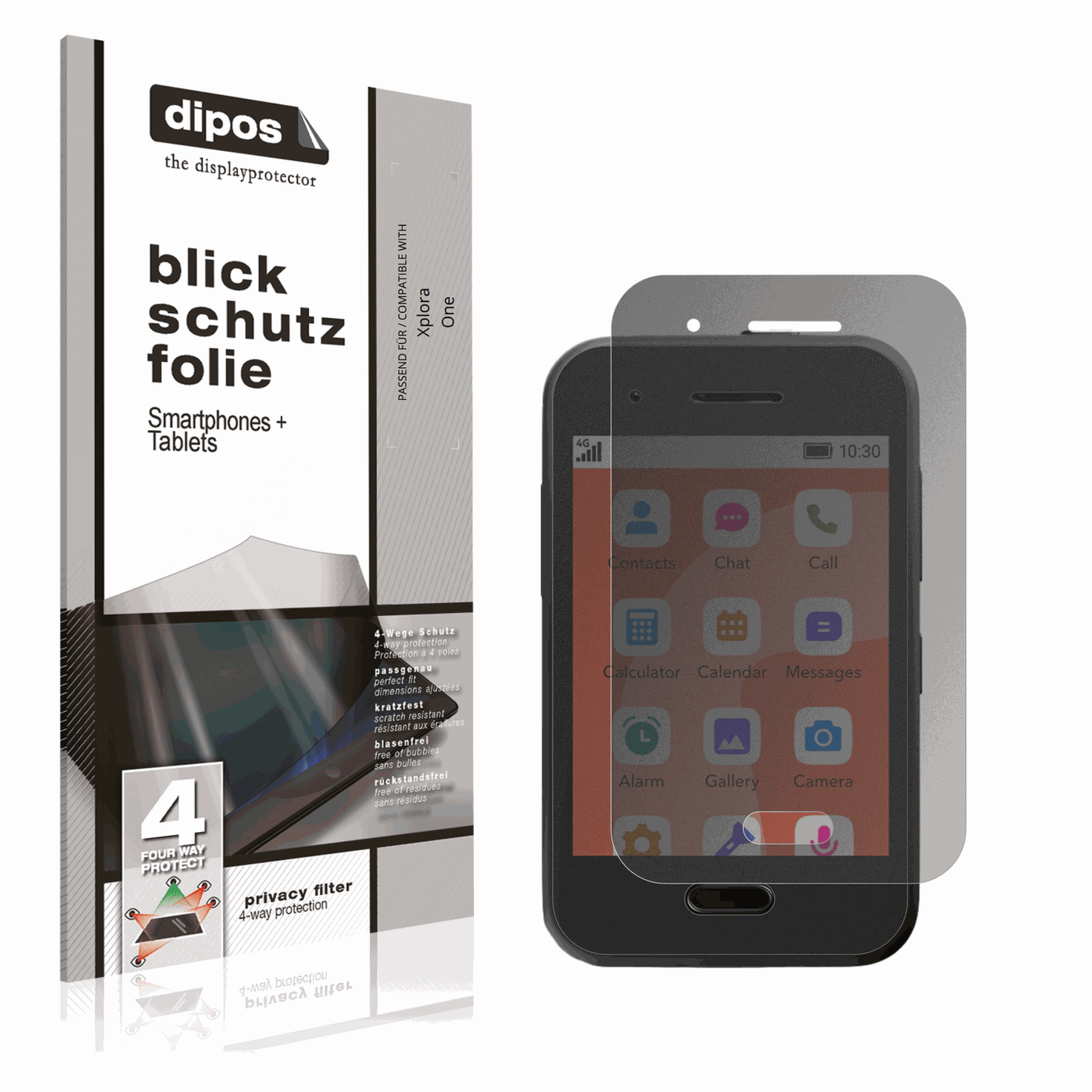 Blickschutzfolie von dipos passend für Xplora One, präziser Zuschnitt und blasenfrei montiert