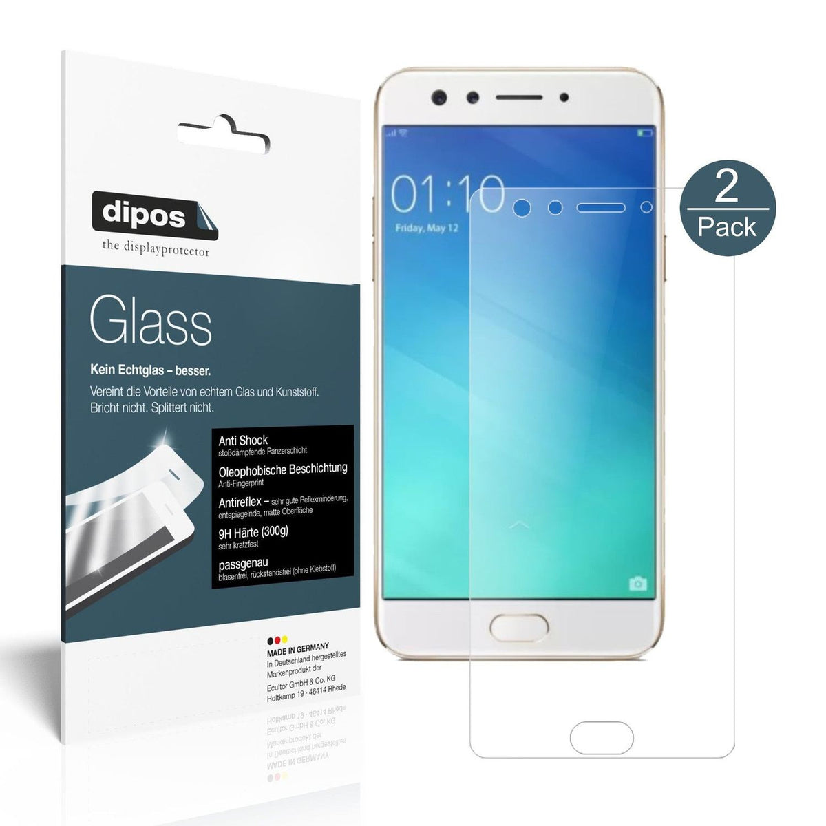 2x 9H Schutzfolie matt für Oppo F3 Panzerfolie