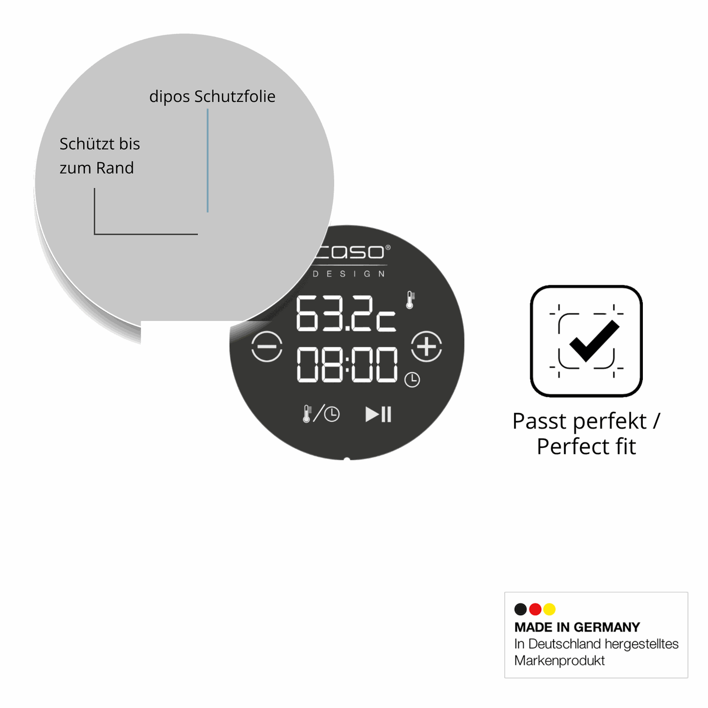 2x Full Cover Schutzfolie matt für Caso Sous Vide Stick 1310
