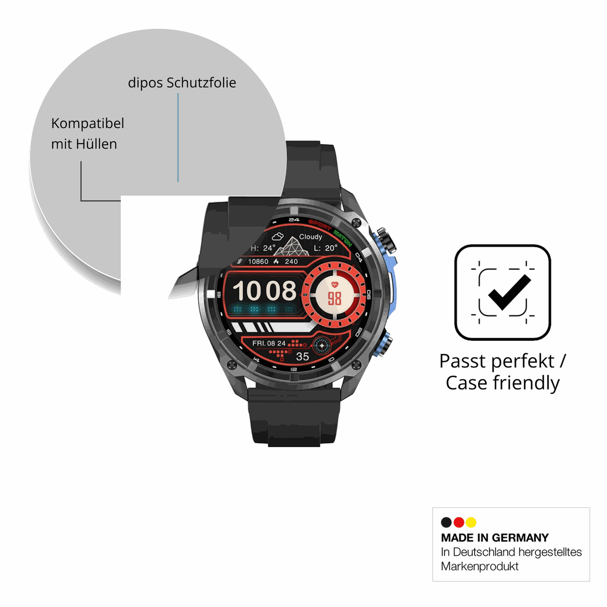 Schutzfolie mit optimaler Passform, zur Verwendung mit H�llen geeignet