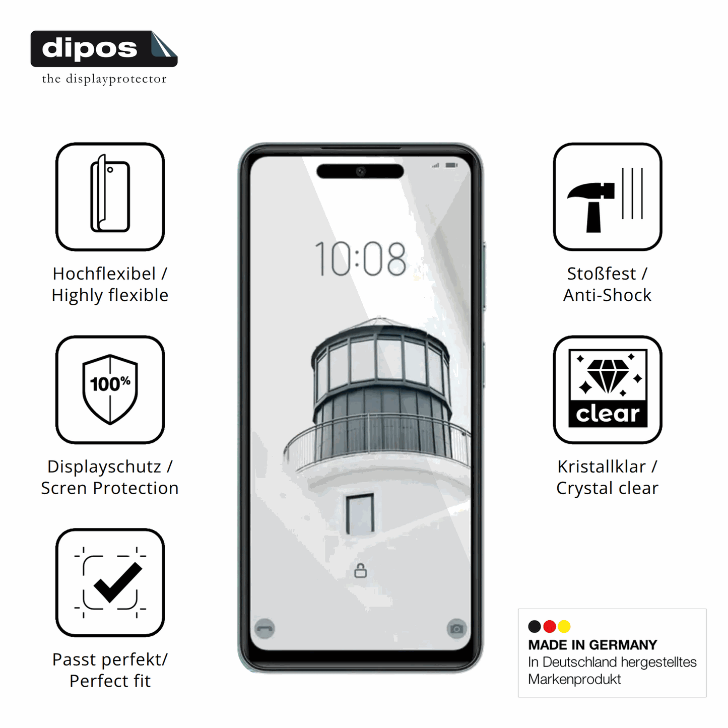 Displayschutz hergestellt in Deutschland, höchste Qualität made in Germany