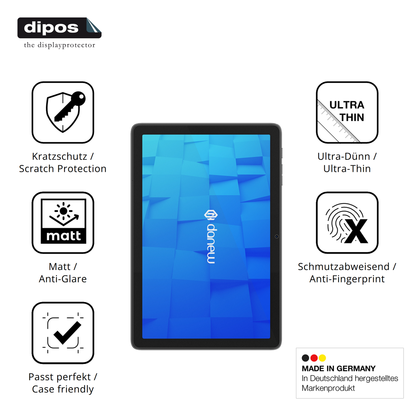 Displayschutz hergestellt in Deutschland, höchste Qualität made in Germany