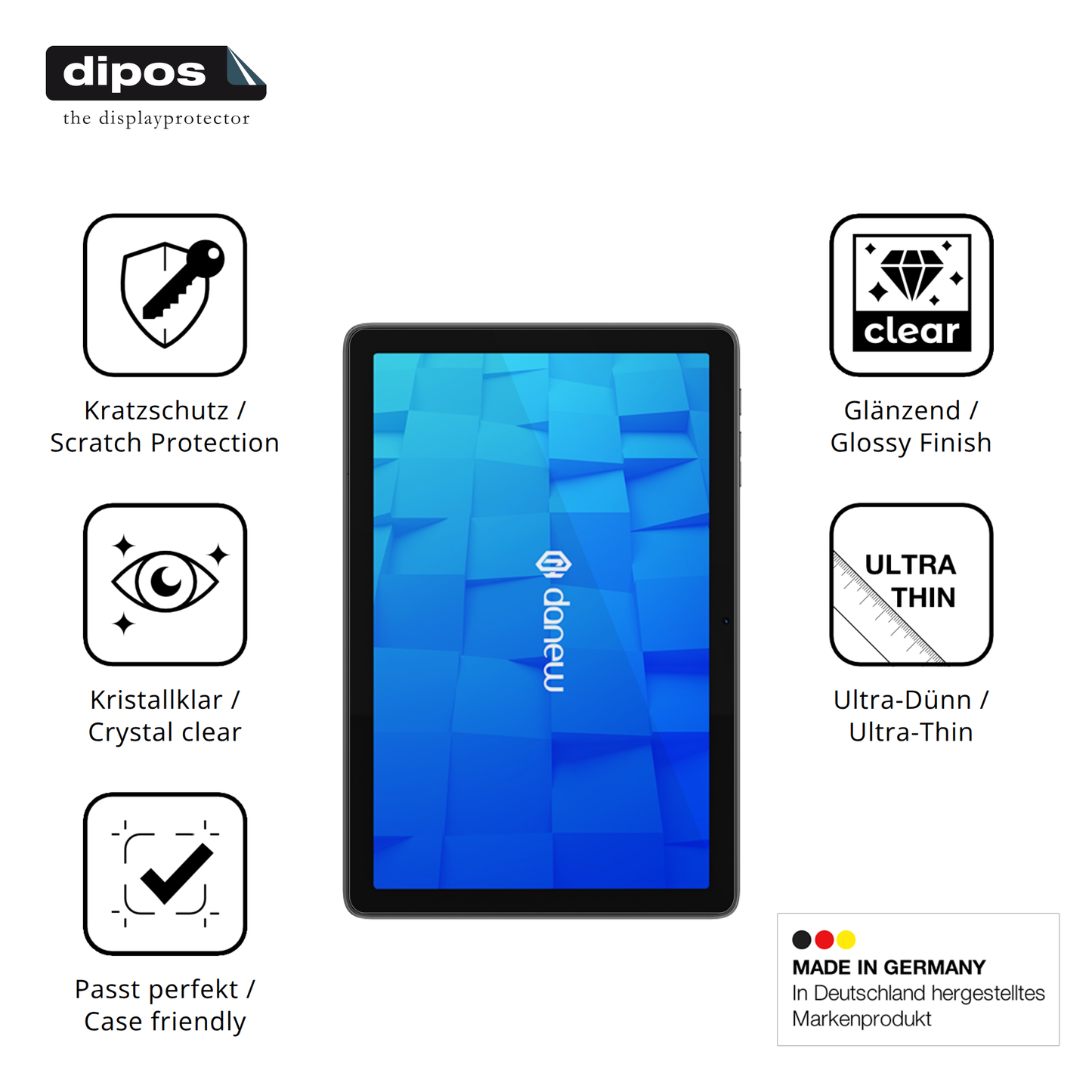Displayschutz hergestellt in Deutschland, höchste Qualität made in Germany