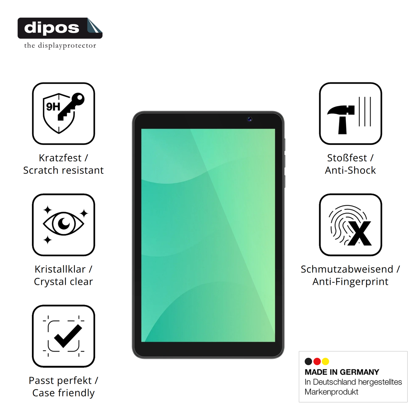 Displayschutz hergestellt in Deutschland, höchste Qualität made in Germany