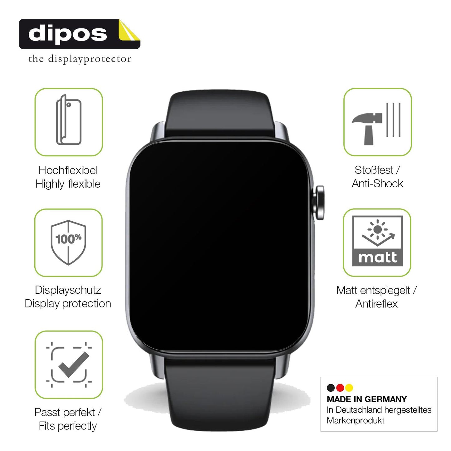 2x Full Cover Schutzfolie matt für Gard Pro Health Smartwatch 2+