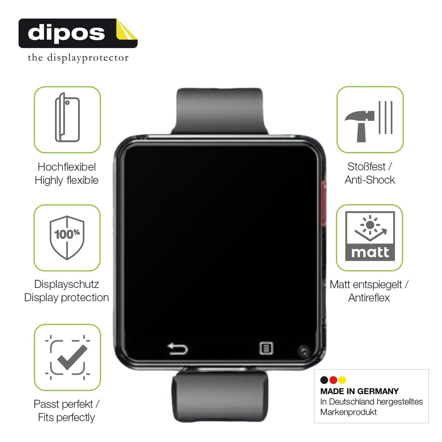 2x Full Cover Schutzfolie matt für AIEK 4G Smartwatch 2.64 Zoll