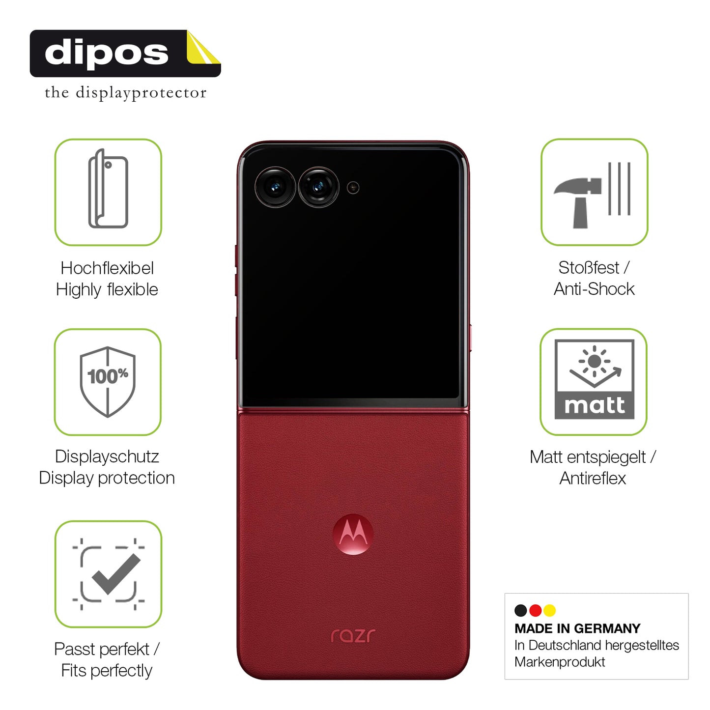2x Full Cover Schutzfolie matt für Motorola Razr 60 Ultra Aussen-Display