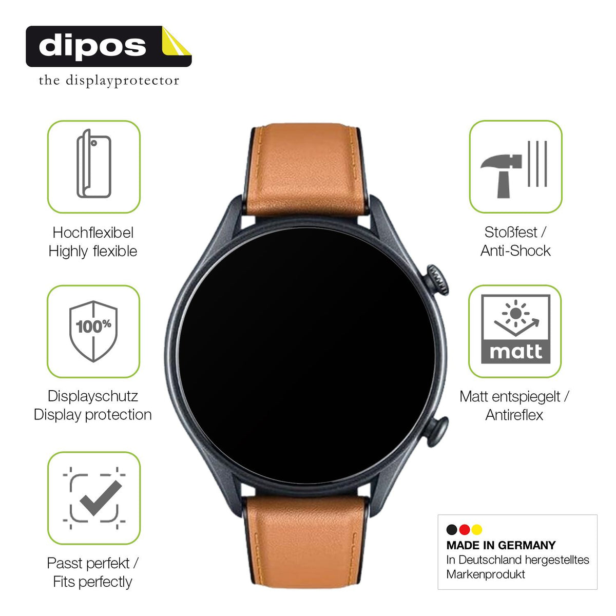 2x Full Cover Schutzfolie matt für Motsfit Smartwatch 1.56 Zoll