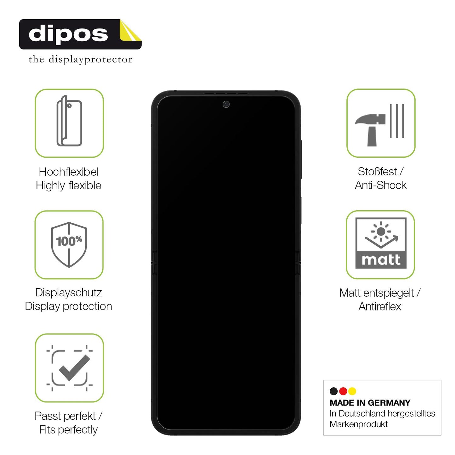 2x Full Cover Schutzfolie matt für Samsung Galaxy Z Flip7 Innenseite